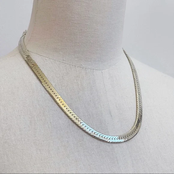 14KGP Chunky Herringbone Chain Necklace